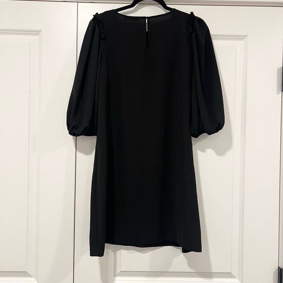 Zara Women's Black Crewneck Shift Dress Puffy Sleeve Size Medium - Picture 4 of 6